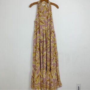 Anthropologie Boemo Pink and Yellow Maxi Dress